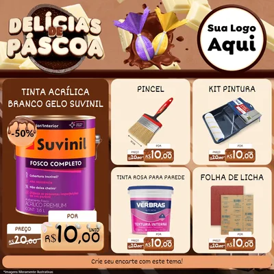Modelo de Rede Social para Feed Facebook com o tema Delícias de Páscoa para Tintas e Ferramentas