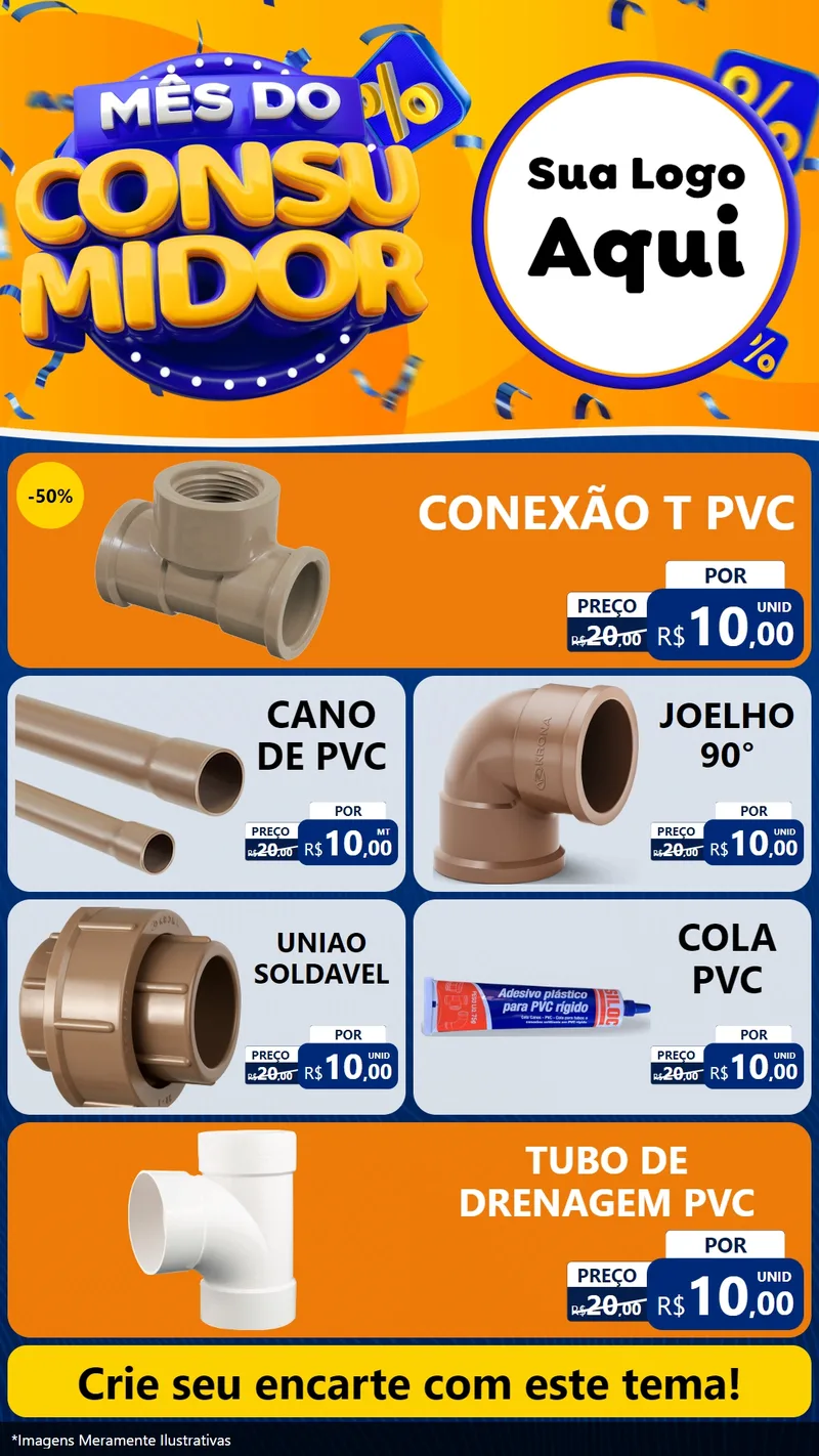 Modelo de TV para TV Vertical com o tema Mês do Consumidor para Tubos e conexões