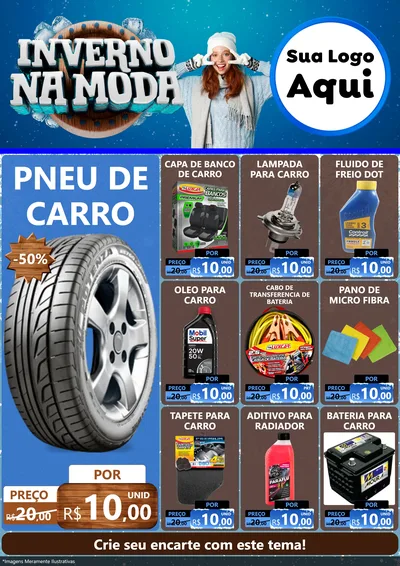 Modelo de Encarte para Encarte A4 Vertical com o tema Inverno na Moda para Auto peças