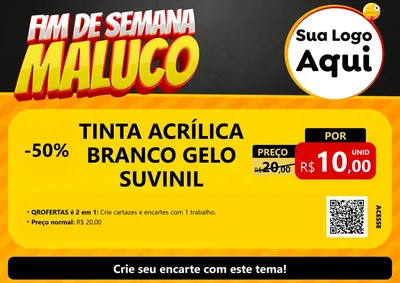 Modelo de Cartaz para Cartaz A4 Horizontal com o tema Final de Semana Maluco para Tintas e Ferramentas