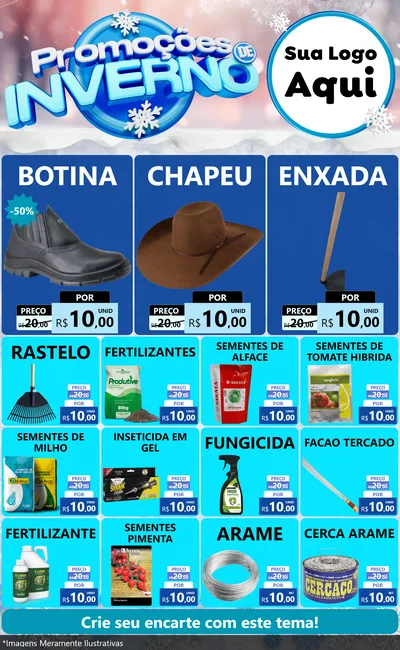 Modelo de Encarte para Encarte Grande com o tema Promoções de Inverno para Agropecuária