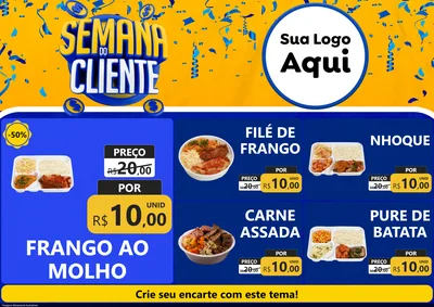 Modelo de Encarte para Encarte A4 Horizontal com o tema Semana do Cliente para Restaurante