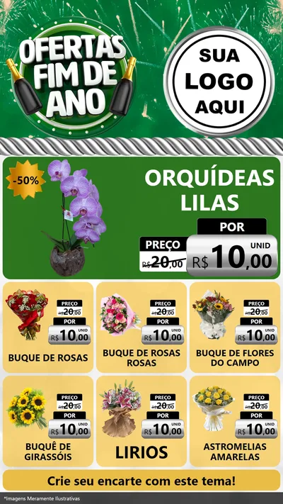 Modelo de Rede Social para Stories com o tema Ofertas Fim de Ano para Floricultura e jardim