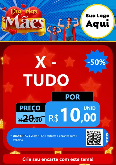 Modelo de Cartaz para Cartaz A4 Vertical com o tema Dia das Mães para Hamburgueria