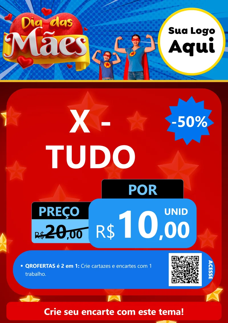 Modelo de Cartaz para Cartaz A4 Vertical com o tema Dia das Mães para Hamburgueria
