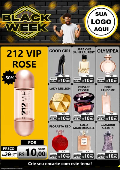 Modelo de Encarte para Encarte A4 Vertical com o tema Black Week para Perfumes
