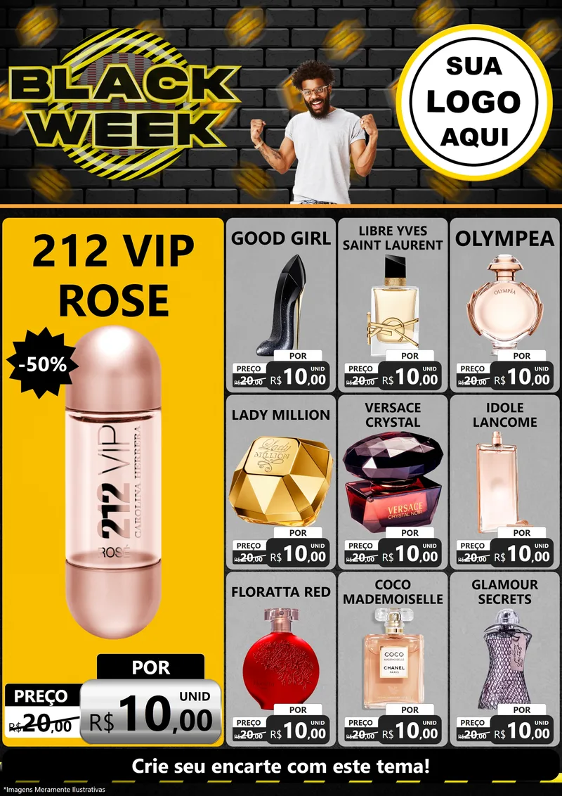 Modelo de Encarte para Encarte A4 Vertical com o tema Black Week para Perfumes