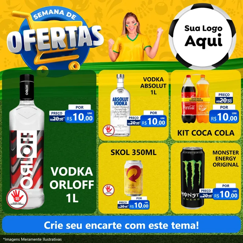 Modelo de Rede Social para Feed Facebook com o tema Semana de Ofertas - Copa para Distribuidora de bebidas