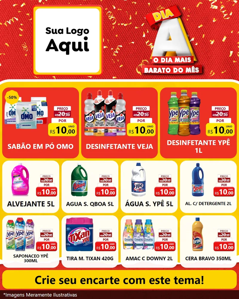 Modelo de Rede Social para Feed Instagram com o tema Dia A o Dia Mais Barato do Mês para Produtos de Limpeza