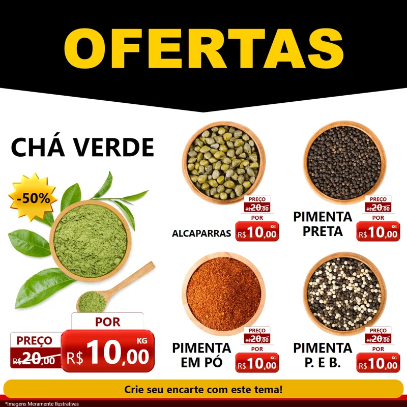 Modelo de Rede Social para Feed Facebook com o tema Ofertas Preto e Vermelho Cartaz para Produtos Naturais