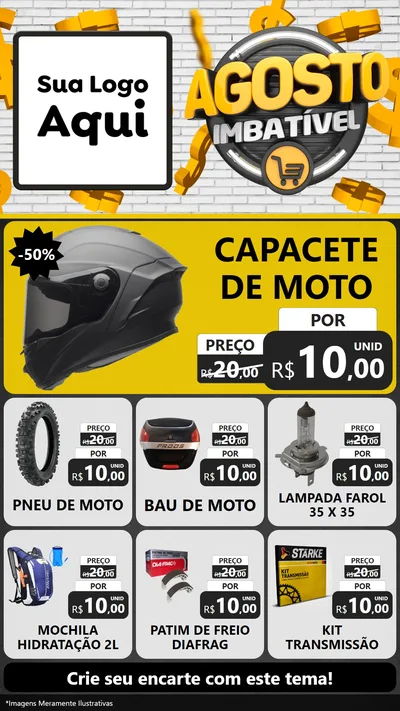 Modelo de Rede Social para Stories com o tema Agosto imbatível para Moto peças
