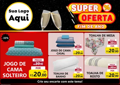 Modelo de Encarte para Encarte A4 Horizontal com o tema Super Oferta Fim de Ano para Cama, Mesa e Banho