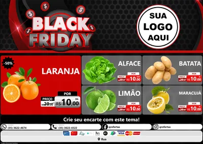 Modelo de Encarte para Encarte A4 Horizontal com o tema Black Friday para Hortifrúti