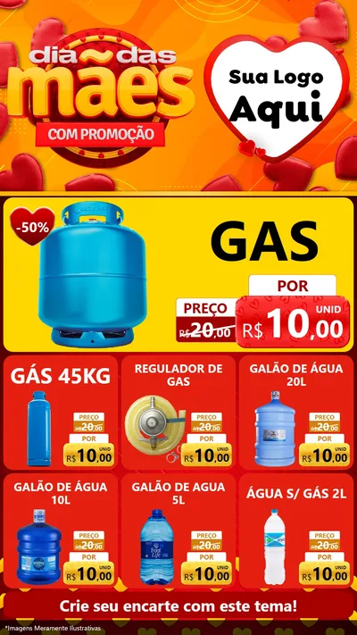 Modelo de Rede Social para Stories com o tema Dia das Mães com Promoção para Água e gás