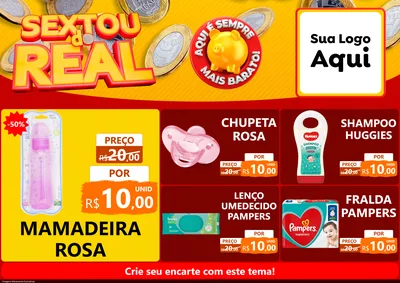 Modelo de Encarte para Encarte A4 Horizontal com o tema Sextou do Real para Bebês