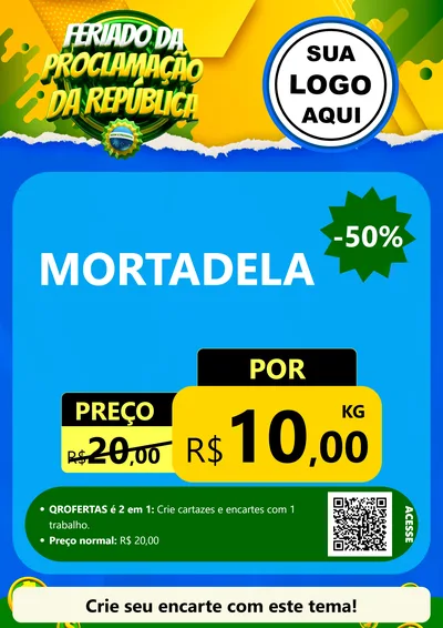 Modelo de Cartaz para Cartaz A4 Vertical com o tema Feriado da Proclamação da República para Frios e Laticínios