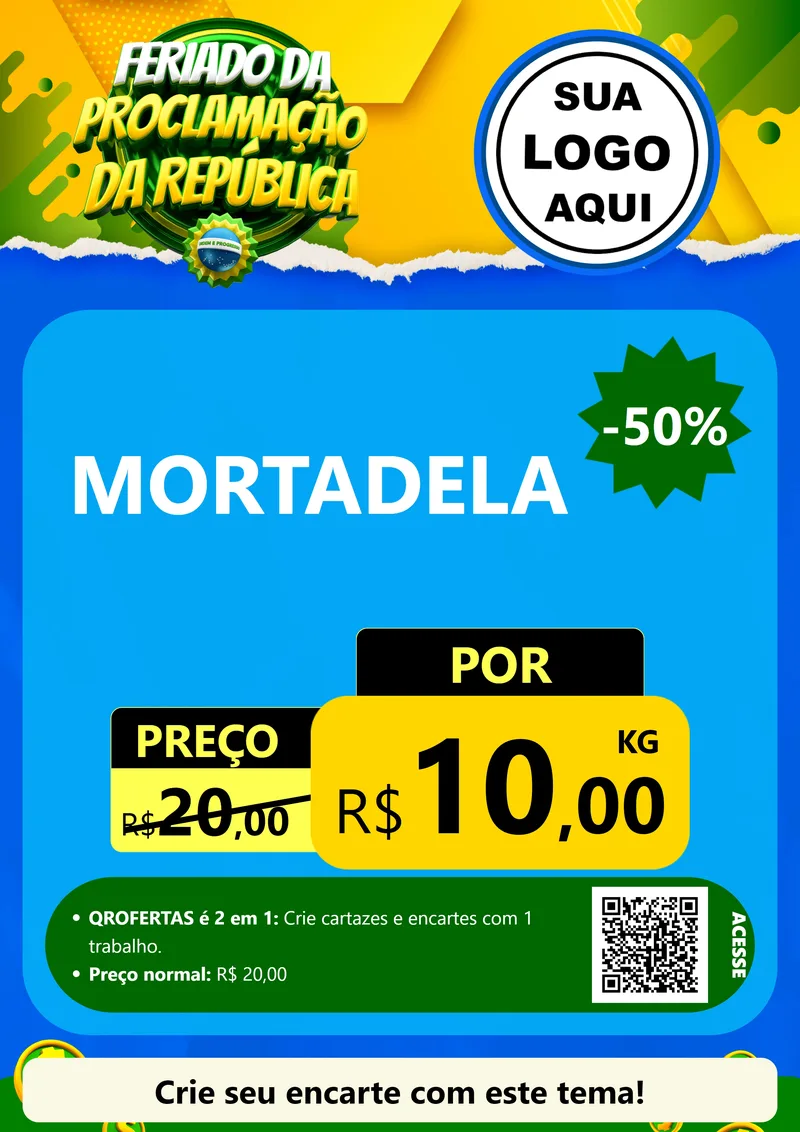 Modelo de Cartaz para Cartaz A4 Vertical com o tema Feriado da Proclamação da República para Frios e Laticínios