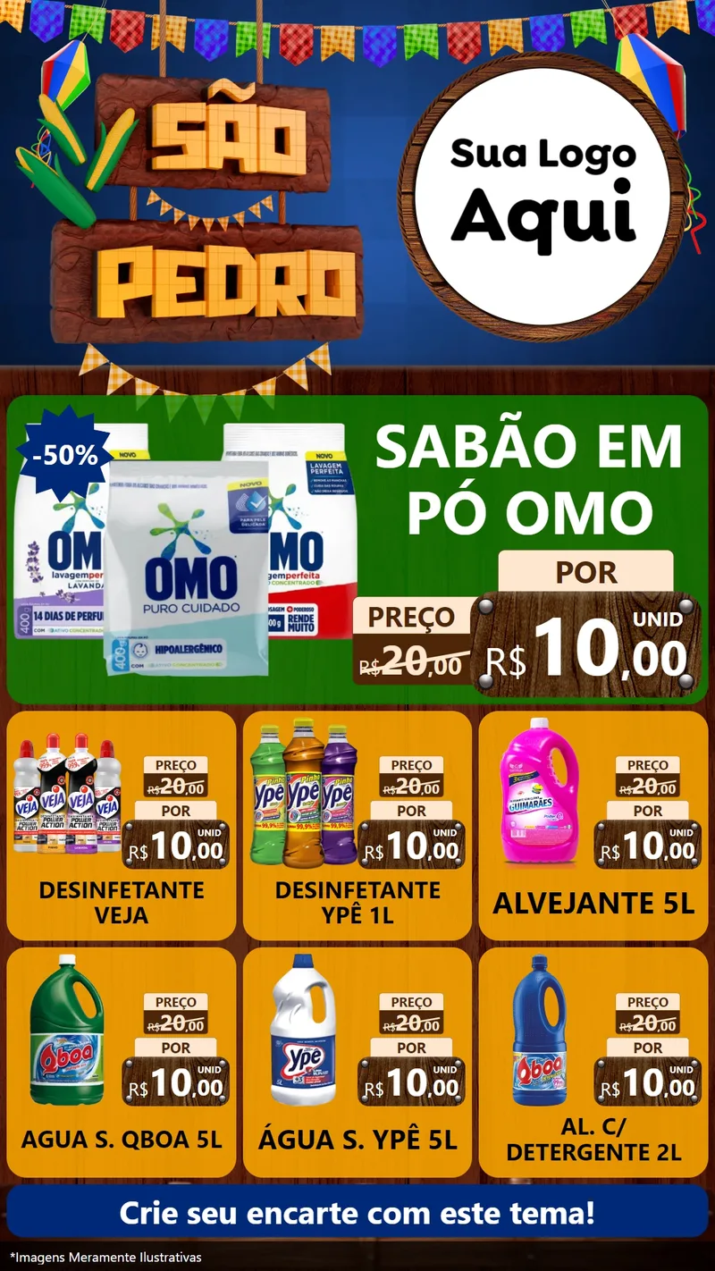 Modelo de Rede Social para Stories com o tema São Pedro para Produtos de Limpeza