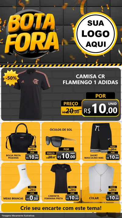 Modelo de Rede Social para Stories com o tema Bota Fora para Roupas e acessórios