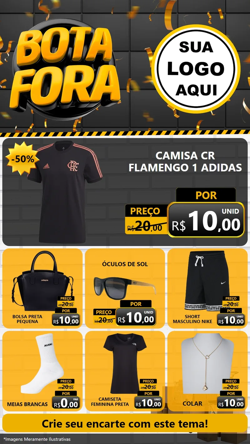 Modelo de Rede Social para Stories com o tema Bota Fora para Roupas e acessórios
