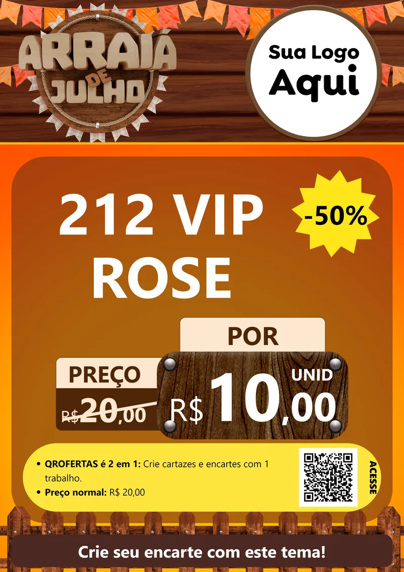Modelo de Cartaz para Cartaz A4 Vertical com o tema Arraiá de Julho - Junina para Perfumes