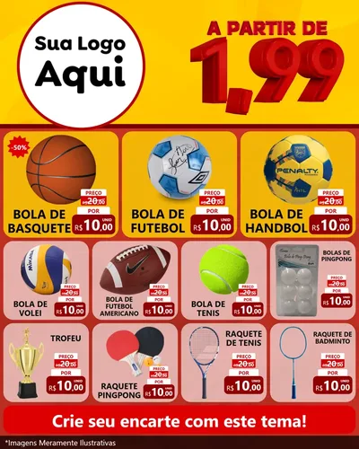 Modelo de Rede Social para Feed Instagram com o tema A Partir de Um e Noventa e Nove - 1,99 para Artigos Esportivos