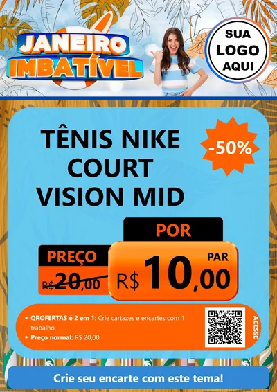 Modelo de Cartaz para Cartaz A4 Vertical com o tema Janeiro Imbatível para Calçados