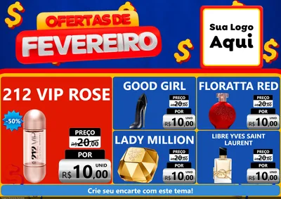 Modelo de Encarte para Encarte A4 Horizontal com o tema Ofertas de Fevereiro para Perfumes