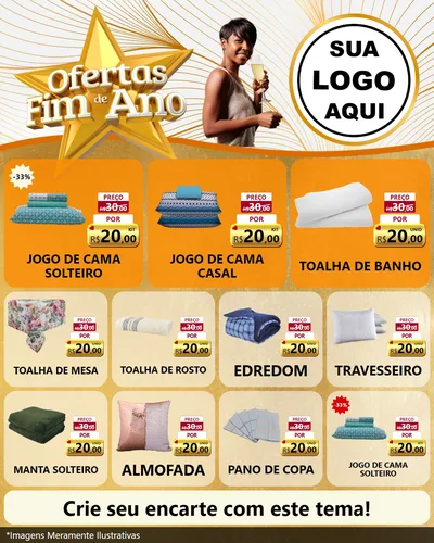 Modelo de Rede Social para Feed Instagram com o tema Ofertas Fim de Ano para Cama, Mesa e Banho
