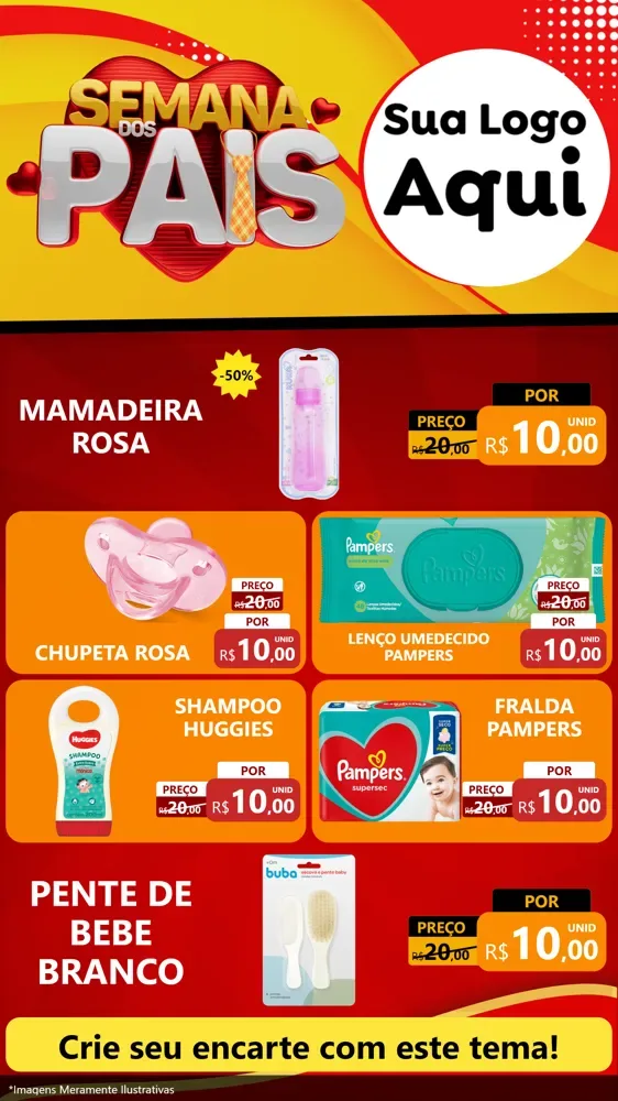 Modelo de TV para TV Vertical com o tema Semana Dos Pais para Bebês