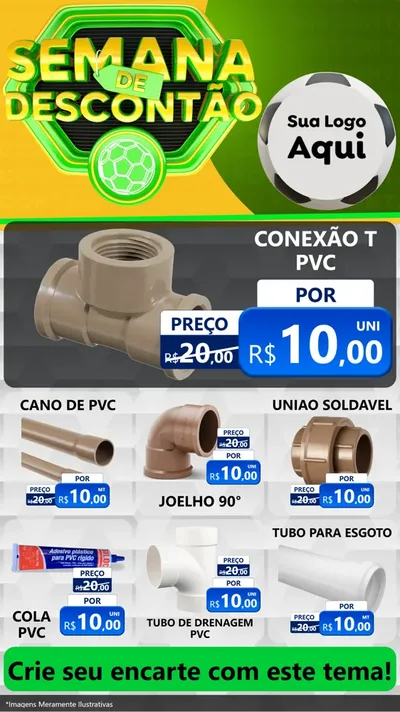 Modelo de Rede Social para Stories com o tema Semana de Descontão - Copa para Tubos e conexões