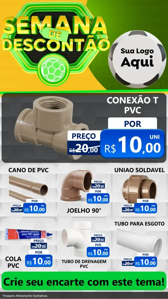 Modelo de Rede Social para Stories com o tema Semana de Descontão - Copa para Tubos e conexões