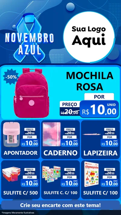 Modelo de Rede Social para Stories com o tema Novembro Azul para Papelaria