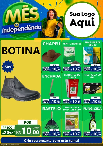 Modelo de Encarte para Encarte A4 Vertical com o tema Mês da Independência para Agropecuária
