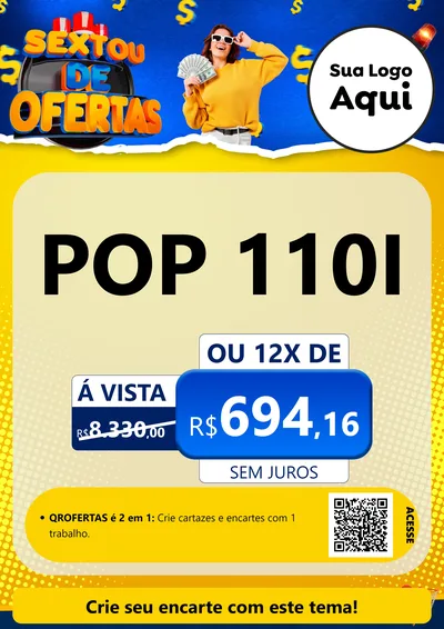 Modelo de Cartaz para Cartaz A4 Vertical com o tema Sextou de Ofertas para Concessionaria de Motos