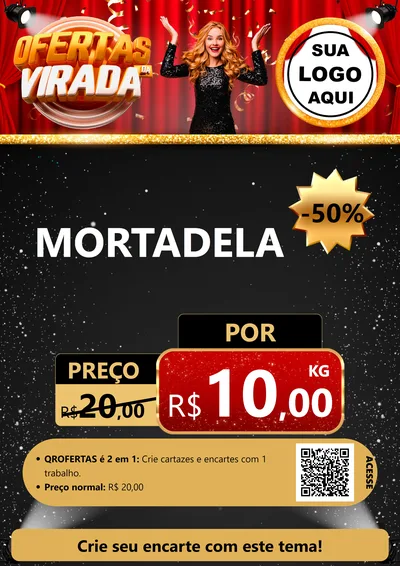 Modelo de Cartaz para Cartaz A4 Vertical com o tema Ofertas da Virada para Frios e Laticínios