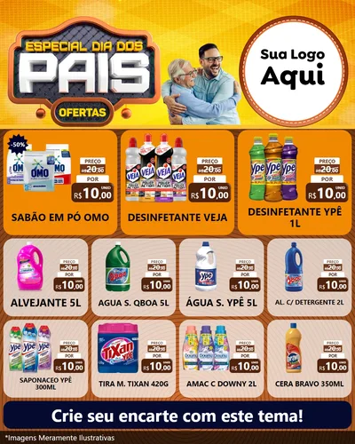 Modelo de Rede Social para Feed Instagram com o tema Especial Dia dos Pais para Produtos de Limpeza