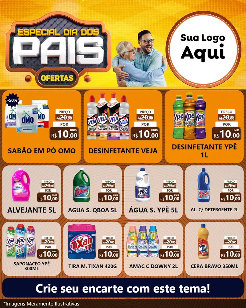 Modelo de Rede Social para Feed Instagram com o tema Especial Dia dos Pais para Produtos de Limpeza