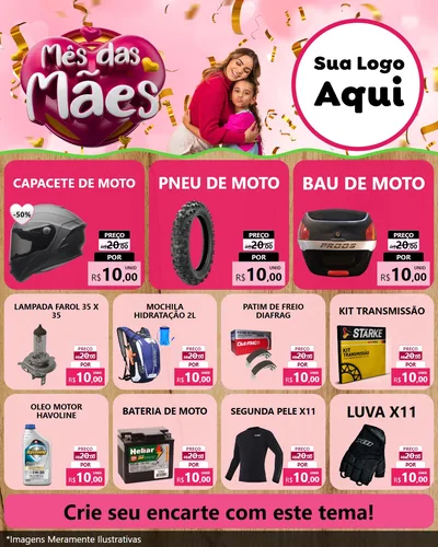 Modelo de Rede Social para Feed Instagram com o tema Mês das Mães para Moto peças