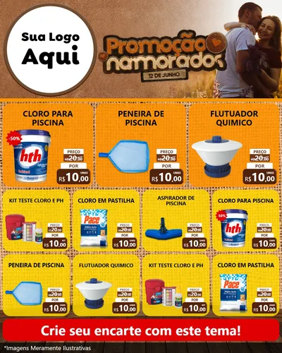 Modelo de Rede Social para Feed Instagram com o tema Promoção Namorados para Produtos para Piscina