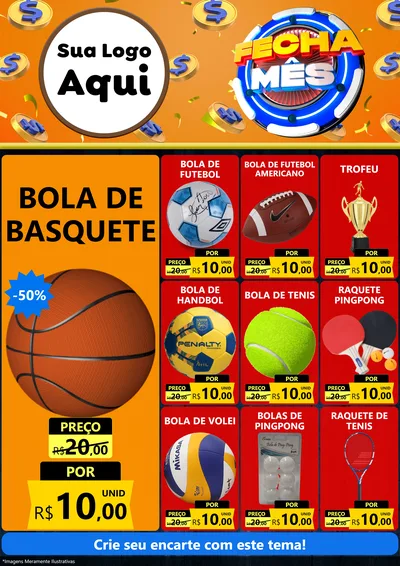 Modelo de Encarte para Encarte A4 Vertical com o tema Fecha Mês para Artigos Esportivos