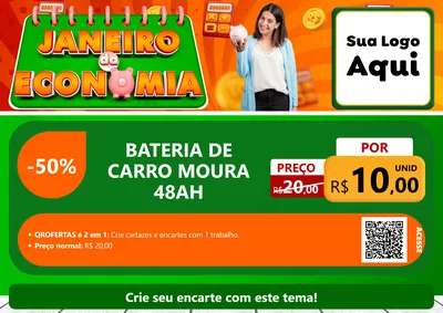 Modelo de Cartaz para Cartaz A4 Horizontal com o tema Janeiro da Economia para Baterias Elétricas