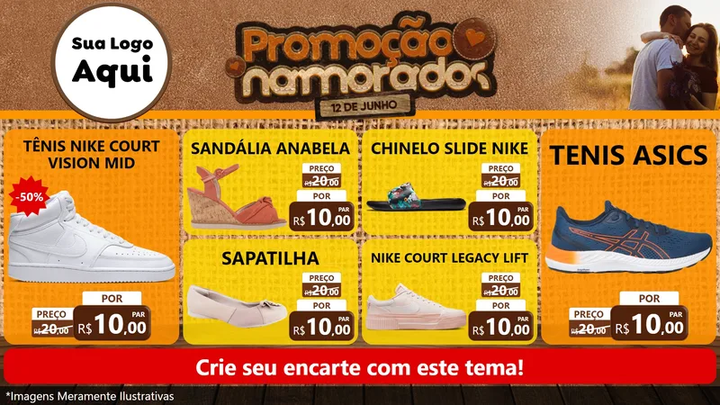 Modelo de TV para TV Horizontal com o tema Promoção Namorados para Calçados