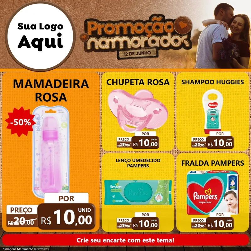 Modelo de Rede Social para Feed Facebook com o tema Promoção Namorados para Bebês