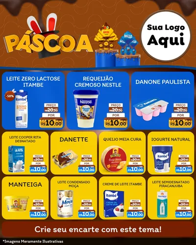 Modelo de Rede Social para Feed Instagram com o tema Páscoa para Frios e Laticínios