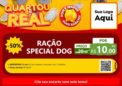 Modelo de Cartaz para Cartaz A4 Horizontal com o tema Quartou do Real para Pet Shop