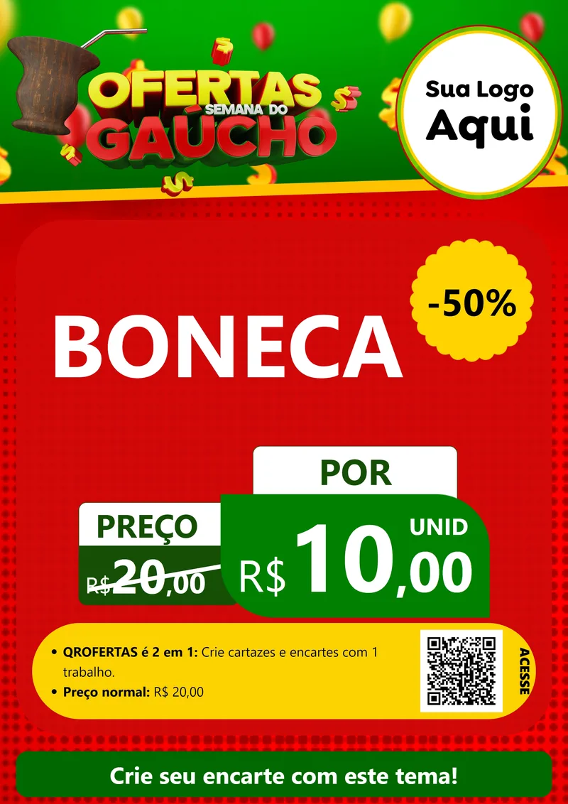 Modelo de Cartaz para Cartaz A4 Vertical com o tema Ofertas Semana Do Gaúcho para Brinquedos