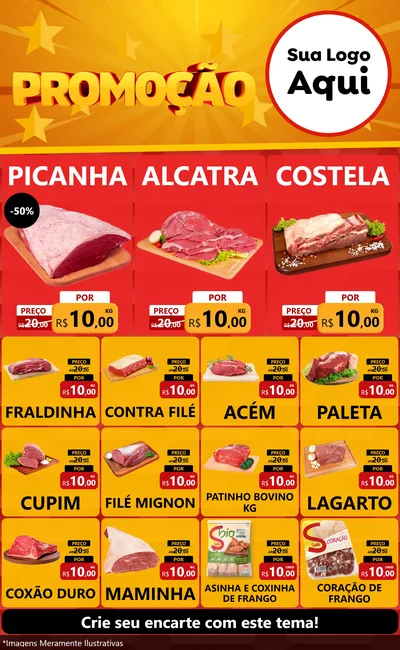 Modelo de Encarte para Encarte Grande com o tema Promoção para Açougue