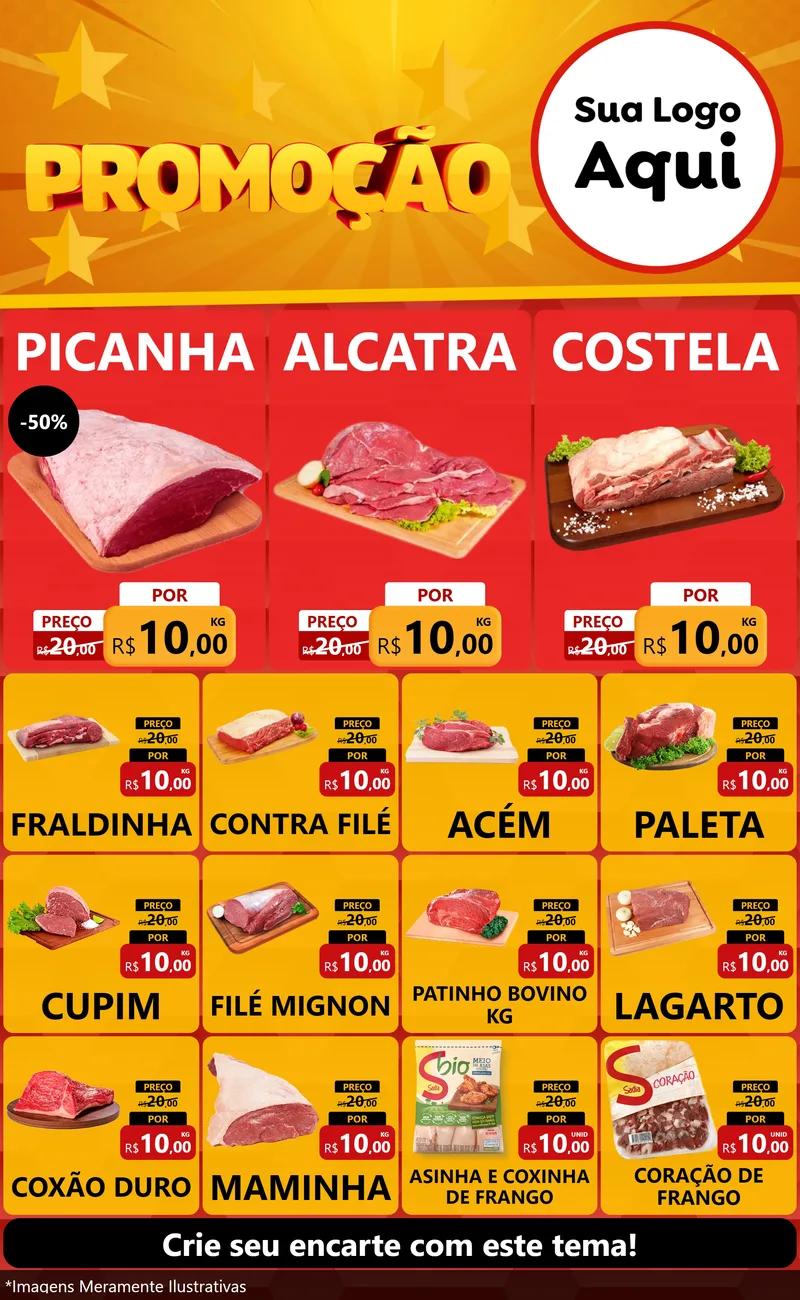 Modelo de Encarte para Encarte Grande com o tema Promoção para Açougue