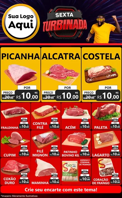 Modelo de Encarte para Encarte Grande com o tema Sexta Turbinada para Açougue